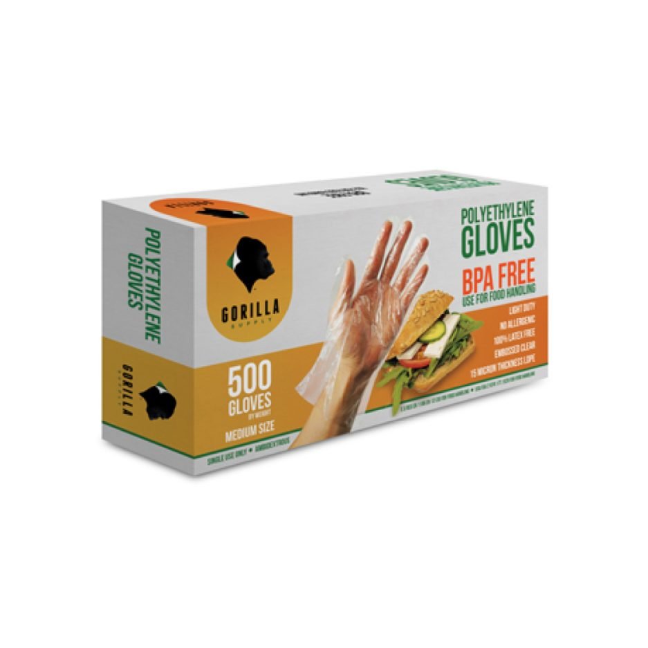 glove poly clear pf 500⁄box medium
