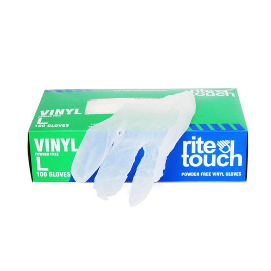glove vinyl clear pf 100⁄box large rite touch