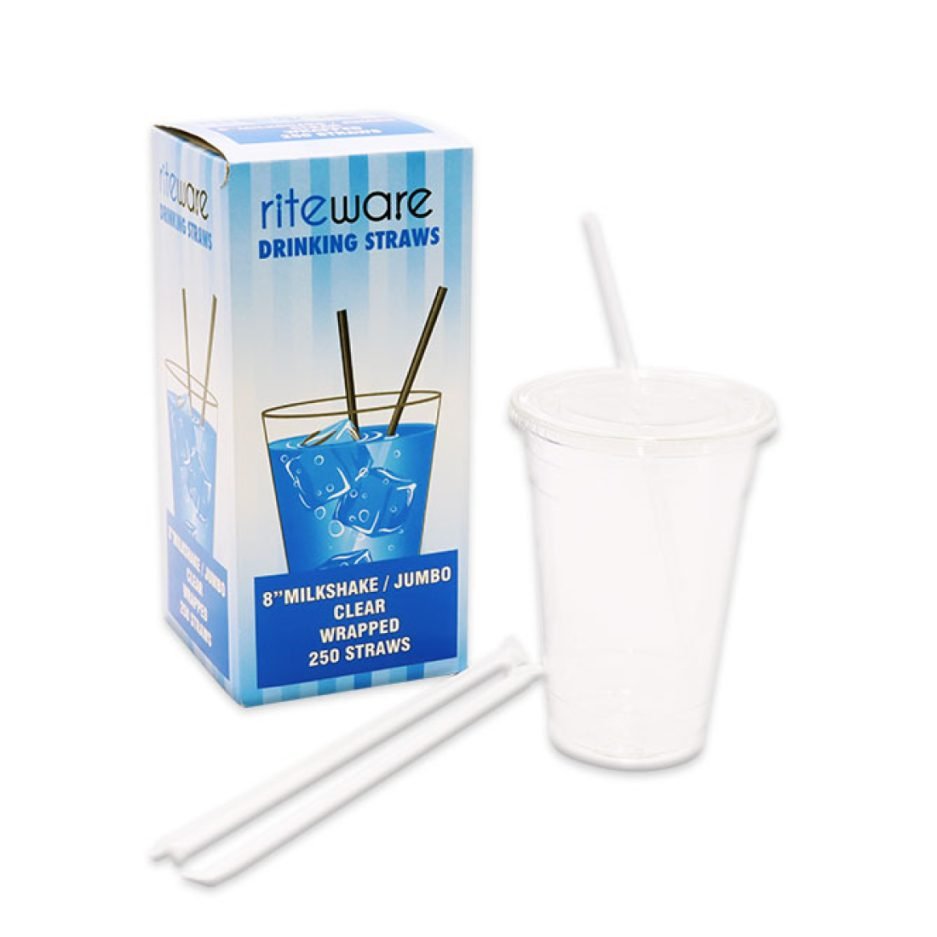 riteware 8 white milkshake straw wrapped 250⁄box
