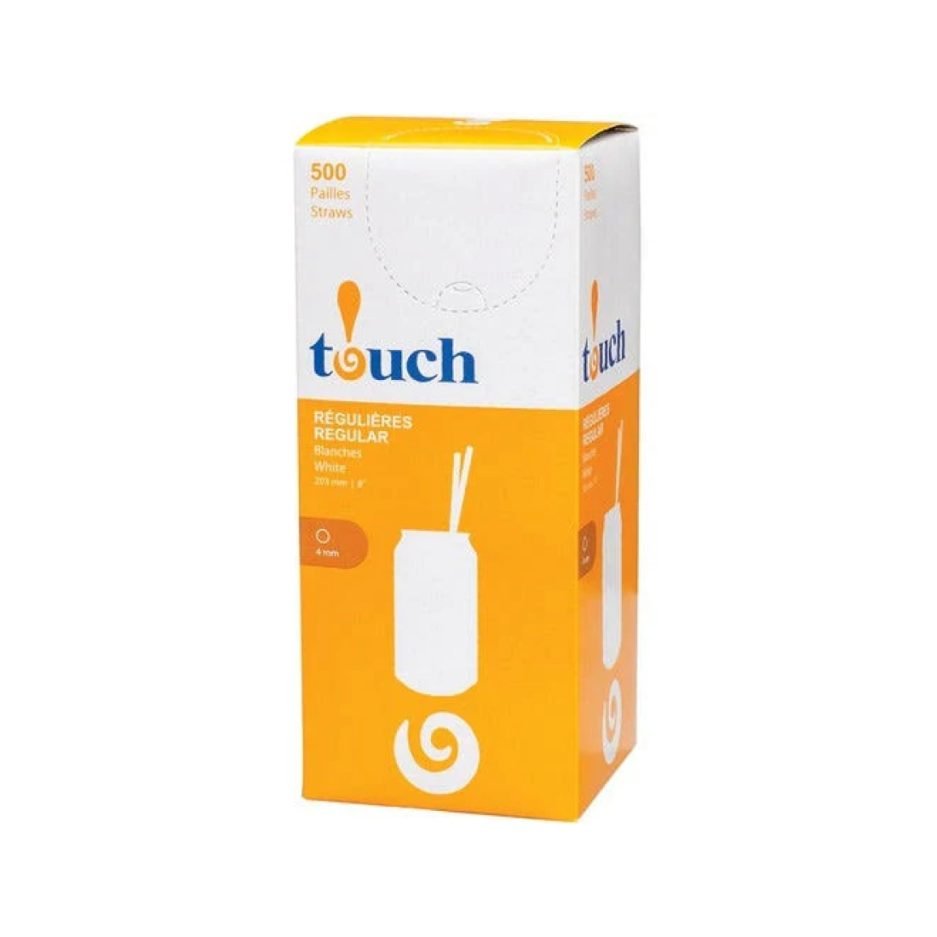 touch straw 250⁄box white unwrapped 8inch